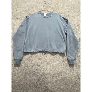 Full Tilt Cropped Sweater Women's XS Gray Cotton Crew‎ Neck Long Sleeve Pullover